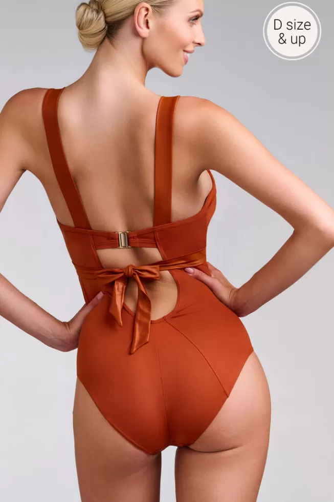 Marlies Dekkers Lingerie cache-coeur-plunge-balcony-bathing-suit burntorange Sale